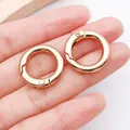 Mosquetón circular de resorte chapado en oro de 18k para joyería DIY y manualidades - Gancho de Resorte Redondo (25854)