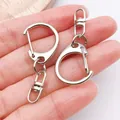 Premium 18k silver plated lobster claw keychain clasps for DIY jewelry making findings - D-Ring Keychain with Figure-8 Clasp / 1 Piece (41x18mm) / White Gold
