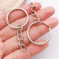 High-quality silver 18k plated keychain ring with short chain for DIY jewelry making - Iron 25+4 Links Keychain Ring / 1 Piece (51x25mm) / White Gold