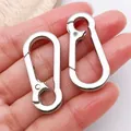 Pair of silver-colored carabiner keychain clips for DIY jewelry accessories. - Gourd-Shaped Carabiner Blade Buckle Keychain / 1 Piece/Pack (37x17mm) / White Gold