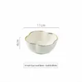 Joli bol en céramique blanche en forme de trèfle avec bord doré bol à dessert de 4 pouces - Style de Pétale / 4 Pouces / Blanc avec Garniture Dorée
