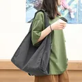 Large black and white checkered canvas tote bag for casual streetwear style daily use - Black