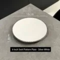 Assiette en céramique blanche de 6 pouces avec bord argenté et motif en spirale. - 6 pouces / Argent Blanc