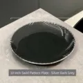 Assiette à steak en céramique noire de 10 pouces avec texture en spirale - 10" / Argent Gris Foncé