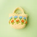 Handmade crochet tulip earphone bag in light yellow variant for earbuds - Finished Yellow / Yellow