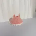 Detailed view of pink and white handmade crocheted princess dress for 20cm plush dolls - Princess Dress / Pink