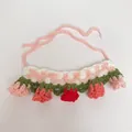 Handmade crochet lily of the valley pet collar for cats and dogs in pink and white - Lily Of The Valley Bib / Pink Lily Of The Valley Bib