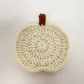 Sottobicchiere zucca all'uncinetto fatto a mano, tappetino in lana per Halloween - Beige
