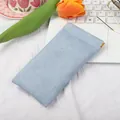 Minimalist light blue faux leather glasses pouch with automatic squeeze top closure - 18x9cm / Blue