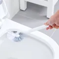 Ergonomic long handle toilet brush with curved grey and white bristles for deep cleaning - Regular Classic Style / 1 Piece / White