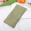 Elegant olive green faux leather sunglasses pouch with automatic squeeze top closure - 18x9cm / Green