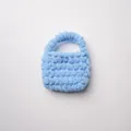 Funda para auriculares de chenilla azul tejida a mano con textura de hilo suave y gruesa - Azul Claro