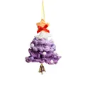 Handgemaakte paarse gehaakte kerstboom hanger met sterretje en gouden belletje detail - Paarse Kerstboom Auto Hanger / Paars