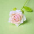 Handgehaakte roze en witte gradiënt roos bloem voor decoratie thuis - Puntige Verloop Roze Roos