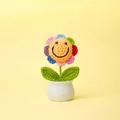 Cute crocheted smiling sunflower plant in a white pot - Colorful Sunflower Potted