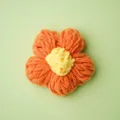 Handgefertigte 6cm orange gelbe gehäkelte Puffblume für DIY Kleidung und Bastelarbeiten - Orange und Gelb