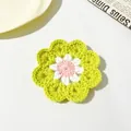 Beautifully handmade green and pink crochet flower coaster for creative home table decor - Small Flower Coaster / Autumn Yellow