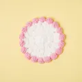 Handmade crochet coaster with pink and white macaron color palette - Pink and White / Peach Pink