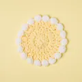 Handmade crochet cream coaster with macaron colors, stylish knitted insulation mat. - Yellow and White / Lemon Yellow