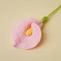 Hand-crocheted pink calla lily flower with yellow stamen for elegant home decoration - Pink