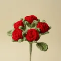 Handmade red crochet rose bouquet variant in vibrant red yarn - Red