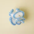 Handgemaakte gehaakte anjer bloemhoofd in blauw en wit garen voor huisdecoratie - Verloop Blauw Anjer Kop