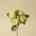 Handmade crochet flower bouquet with delicate multi-head yellow bubble roses for gifts - Light Yellow