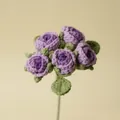 Handmade crochet purple bubble rose bouquet with green leaves - Gradient Purple