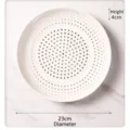 Gedetailleerd bovenaanzicht van een witte keramische stoomplaat, 23cm diameter, 4cm hoogte - 23cm Maat / Wit