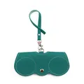 Étui à lunettes portable en cuir texturé vert sarcelle avec dragonne très utile - 16X8cm / Vert malachite