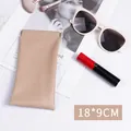 Funda portátil de cuero sintético beige para gafas de sol con cierre automático suave - 9*18cm / Rosa