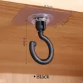 Gancio adesivo rotante da soffitto nero con base di montaggio da 8,5x7,5 cm. - Nero