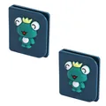 Navy blue punch-free shower curtain clips featuring cute green cartoon frog design - Cartoon Crown Frog / Pack of 2 / Blue