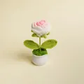 Handmade crocheted gradient pink rose flower mini potted plant for home decoration gift - Gradient Pink Rose Potted Plant