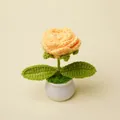 Exquisite hand-crocheted yellow rose mini potted flower for home decoration and desktop gift - Yellow Rose Potted Plant