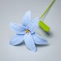 Handmade crochet lily flower single stem craft bouquet in light blue yarn finish - Blue Lily