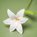 Exquisite handmade white crochet lily flower with green stem for elegant gift decoration - White Lily