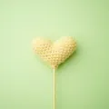 Decoración de corazón de ganchillo amarillo pálido hecho a mano para ramos de regalo DIY - 1 Pieza / Amarillo