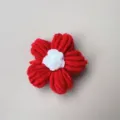 Handmade red and white knitted flower for Christmas hair clips or brooches accessory - Red Flower White Center