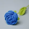 Handmade crochet blue rose flower finished product knitted yarn DIY gift for girlfriend - Dark Blue