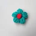 Handmade crochet flower brooch in green and red Christmas theme - Green Flower Red Heart
