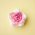 Cabeza de rosa de ganchillo hecha a mano en blanco y rosa para accesorios de ropa DIY - Cabeza De Rosa Puntiaguda / Degradado Rosa Rojo