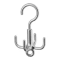 Rotierender 4-Zinken Kleiderschrankhaken für Taschen und Schals, silbernes Metall - Galvanisierter Haken - 1 Stück / Silber