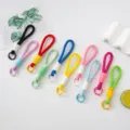 Llaveros de cuerda tejida anudada en colores de contraste para teléfonos y accesorios - Estilo Hebilla de Resorte Cordón Rosa (182)