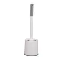 Modern white and grey plastic toilet brush set with holder for bathroom cleaning - White