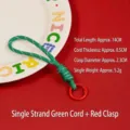 Handmade woven green and red Christmas phone lanyard with a round red buckle charm - Single Strand Single Clasp / Green