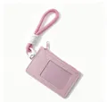 Mini tarjetero rosa con cordón, ventana de ID y un bolsillo con cremallera útil - 1 Pieza/Paquete / Rosa