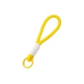 Correa de llavero de cuerda trenzada amarilla hecha a mano con detalle de nudo blanco - Estilo Hebilla de Resorte Cordón Amarillo (182)