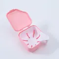 Portable pink denture storage box with strainer for cleaning invisible braces and retainers - Pink