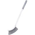 Ergonomic long-handled toilet cleaning brush with curved grey and white bristles for bathroom - Upgraded / 1 Piece / White